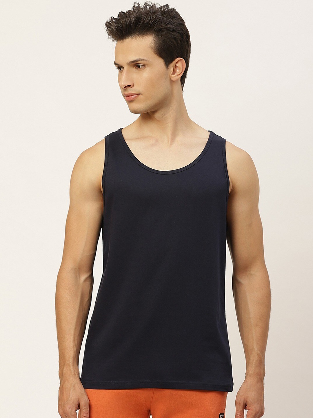 

Rodzen Men Cotton Sleeveless Lounge T-shirts, Navy blue