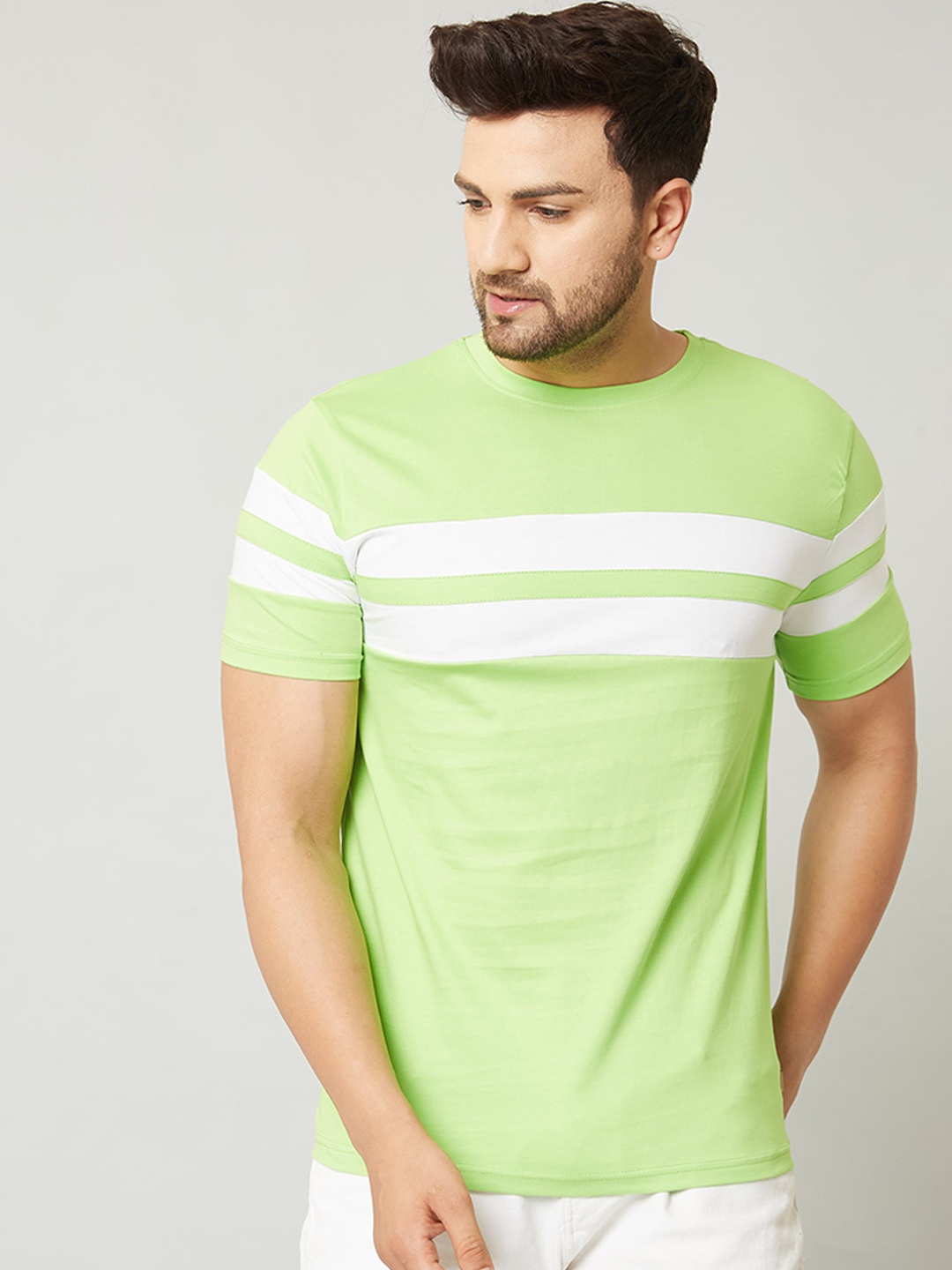 

Rodzen Men Round Neck CottonT-shirt, Green
