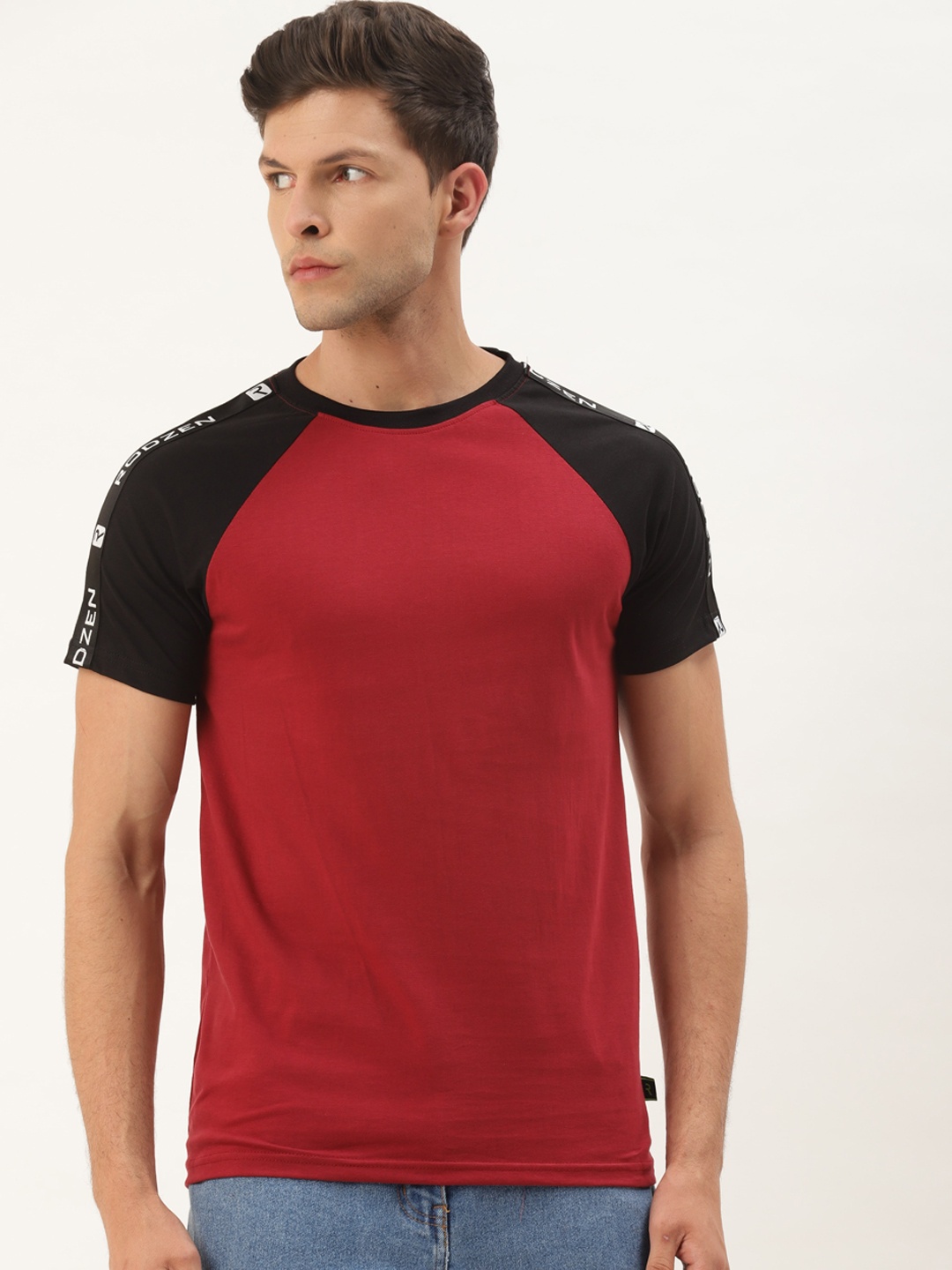 

Rodzen Men Pure Cotton T-shirt, Maroon