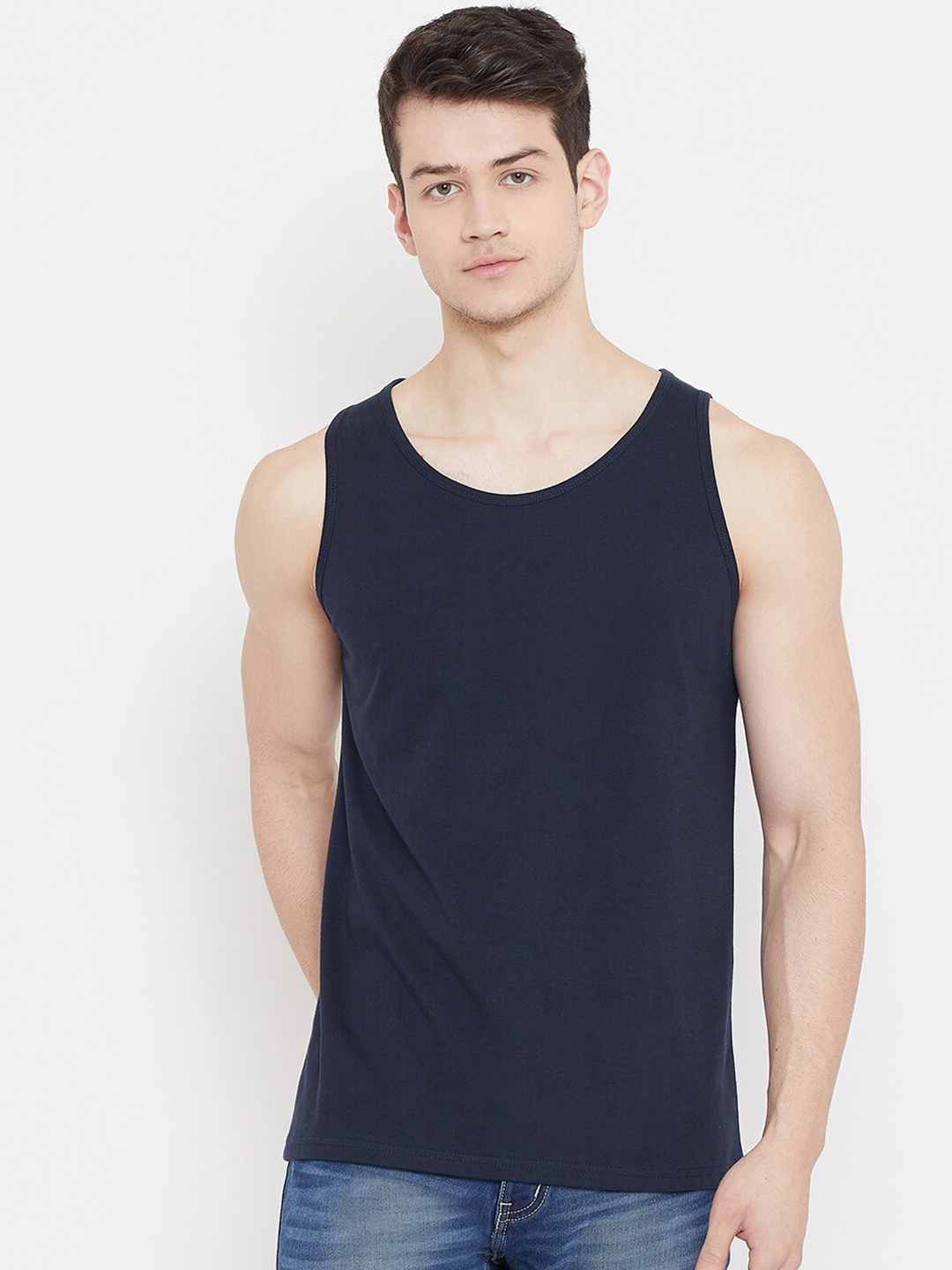 

Rodzen Men Cotton Gym Innerwear Vests, Navy blue