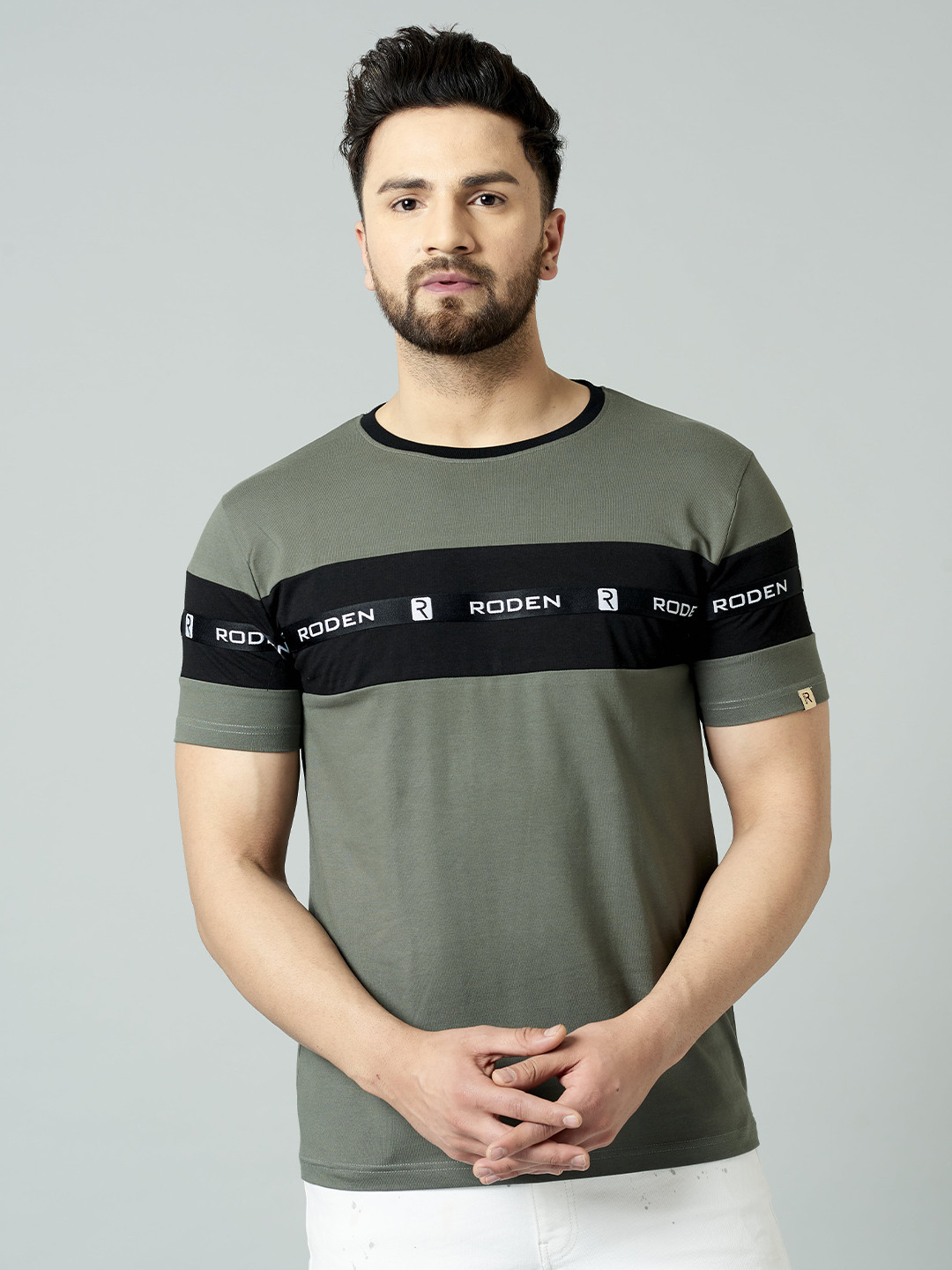 

Rodzen Men Printed Pure Cotton T-shirt, Grey