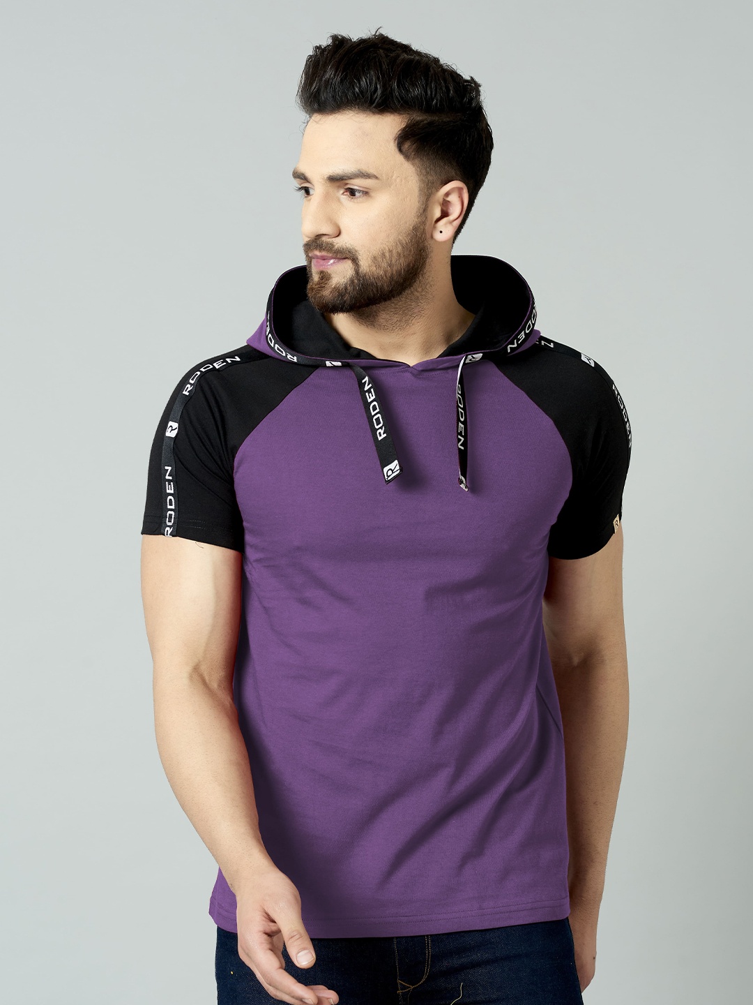 

Rodzen Men Pure Cotton T-shirt, Purple