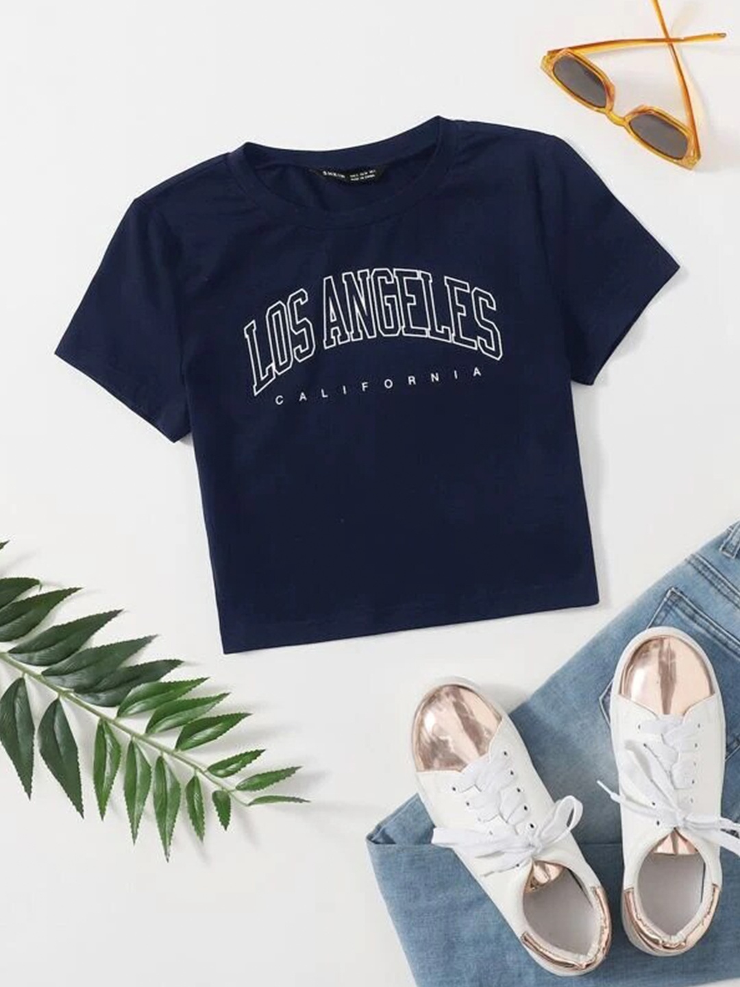 

Rodzen Women Typography Printed Pure Cotton T-shirt, Navy blue