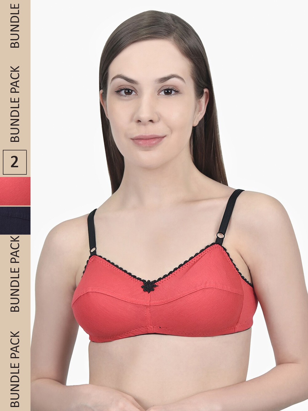 

Innocence Pack of 2 Non Padded Non Wired Bra, Coral