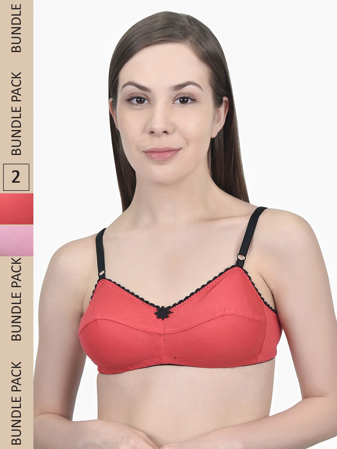 

Innocence Pack of 2 Non Padded Non Wired Bra, Coral