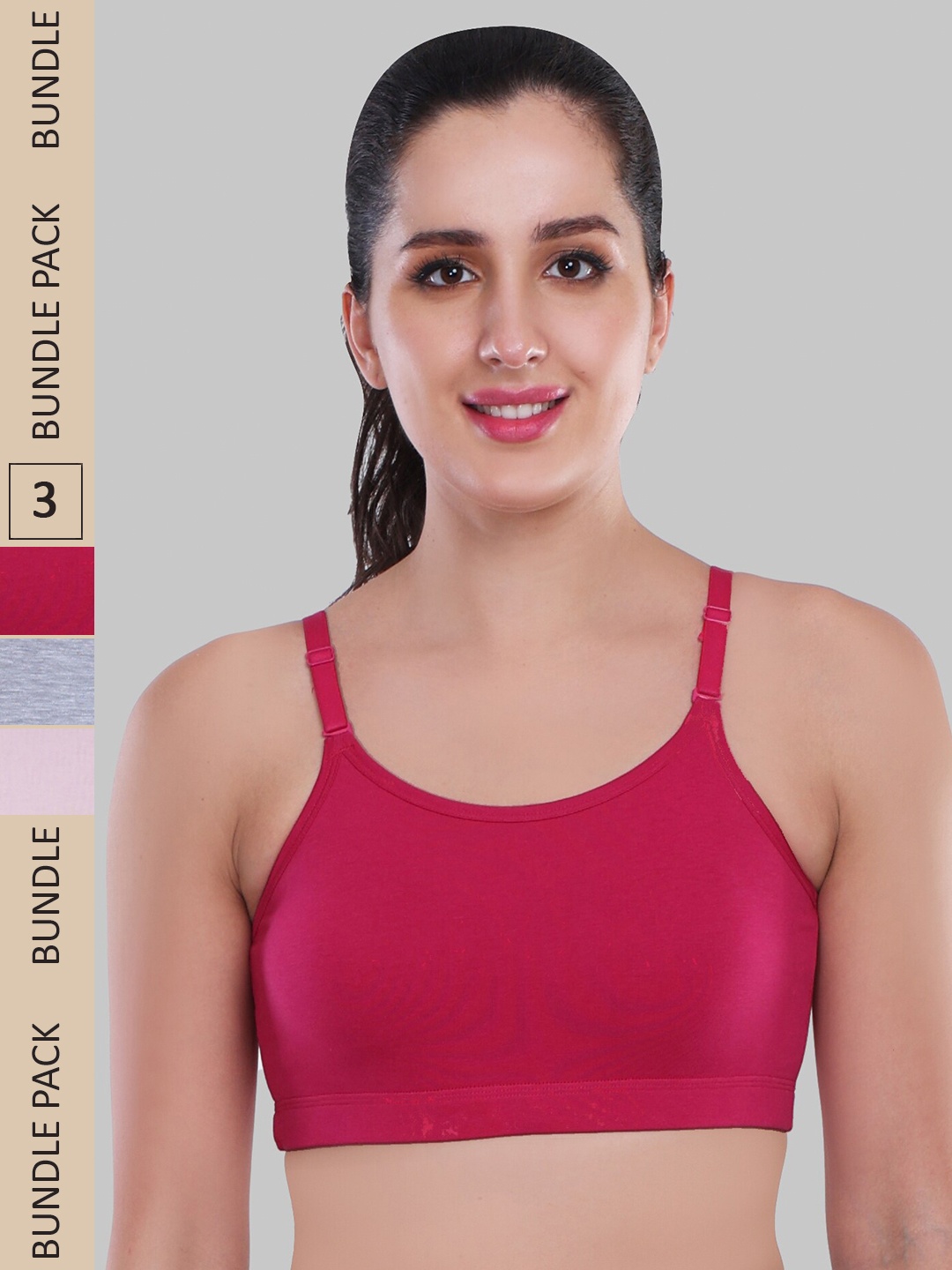 

Innocence Pack of 3 Non Padded Non Wired Bra, Fuchsia