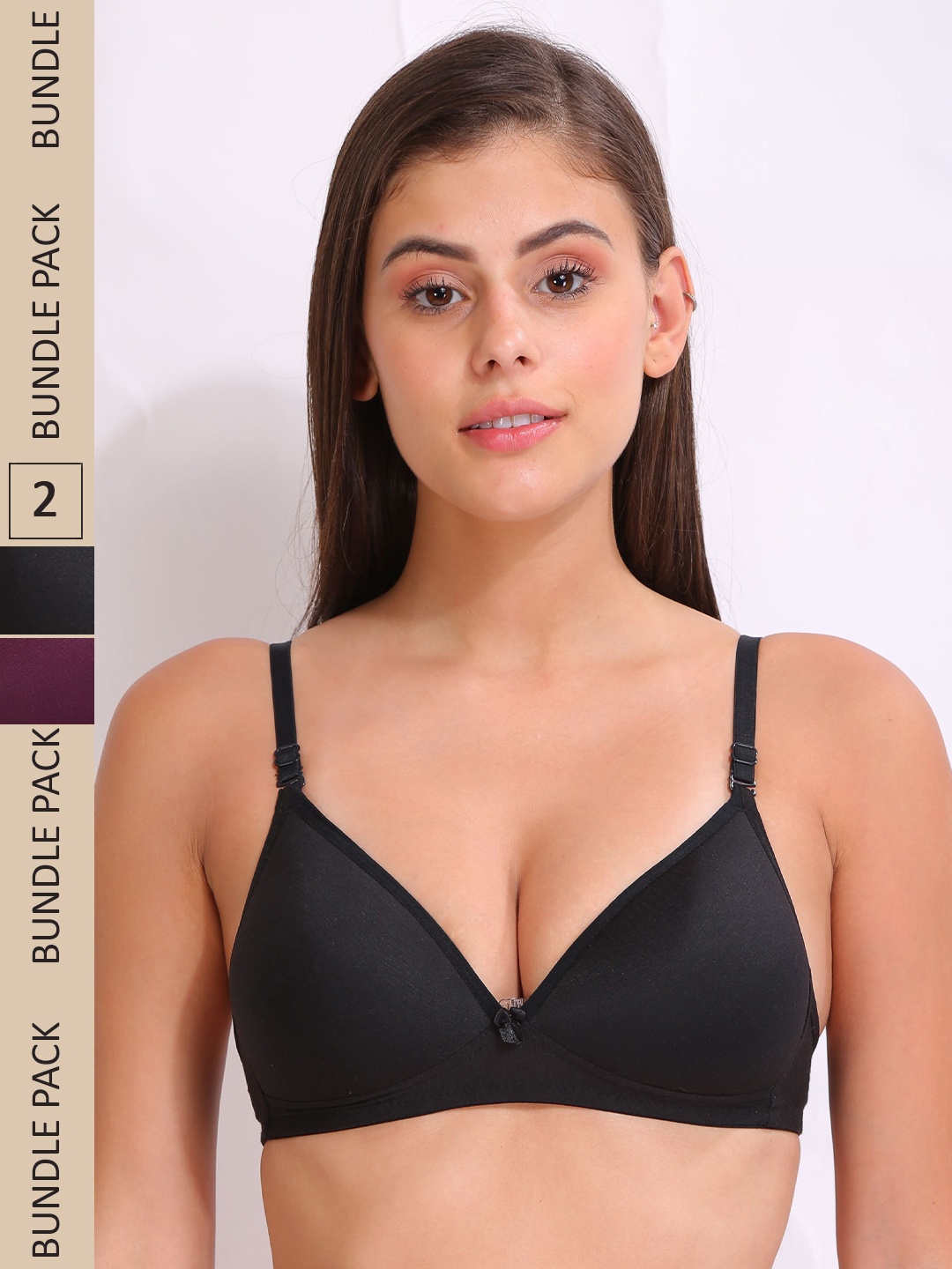 

Innocence Pack of 2 Lightly Padded Non Wired Bra, Black