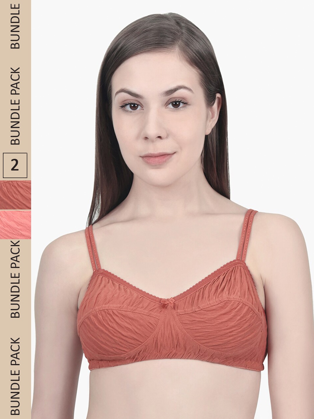 

Innocence Pack of 2 Non-Padded Non Wired Bra, Rust