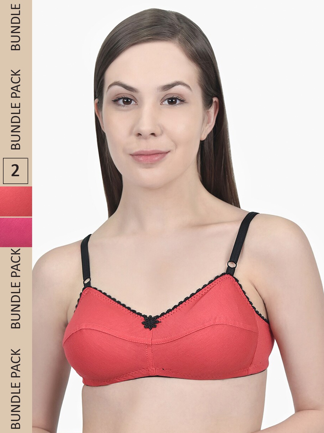 

Innocence Pack of 2 Non Padded Non Wired Bra, Coral