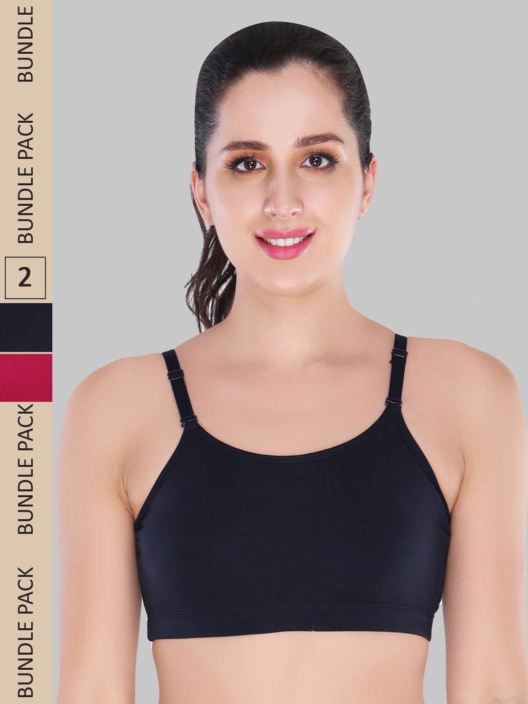 

Innocence Pack of 2 Non Padded Non Wired Bra, Black
