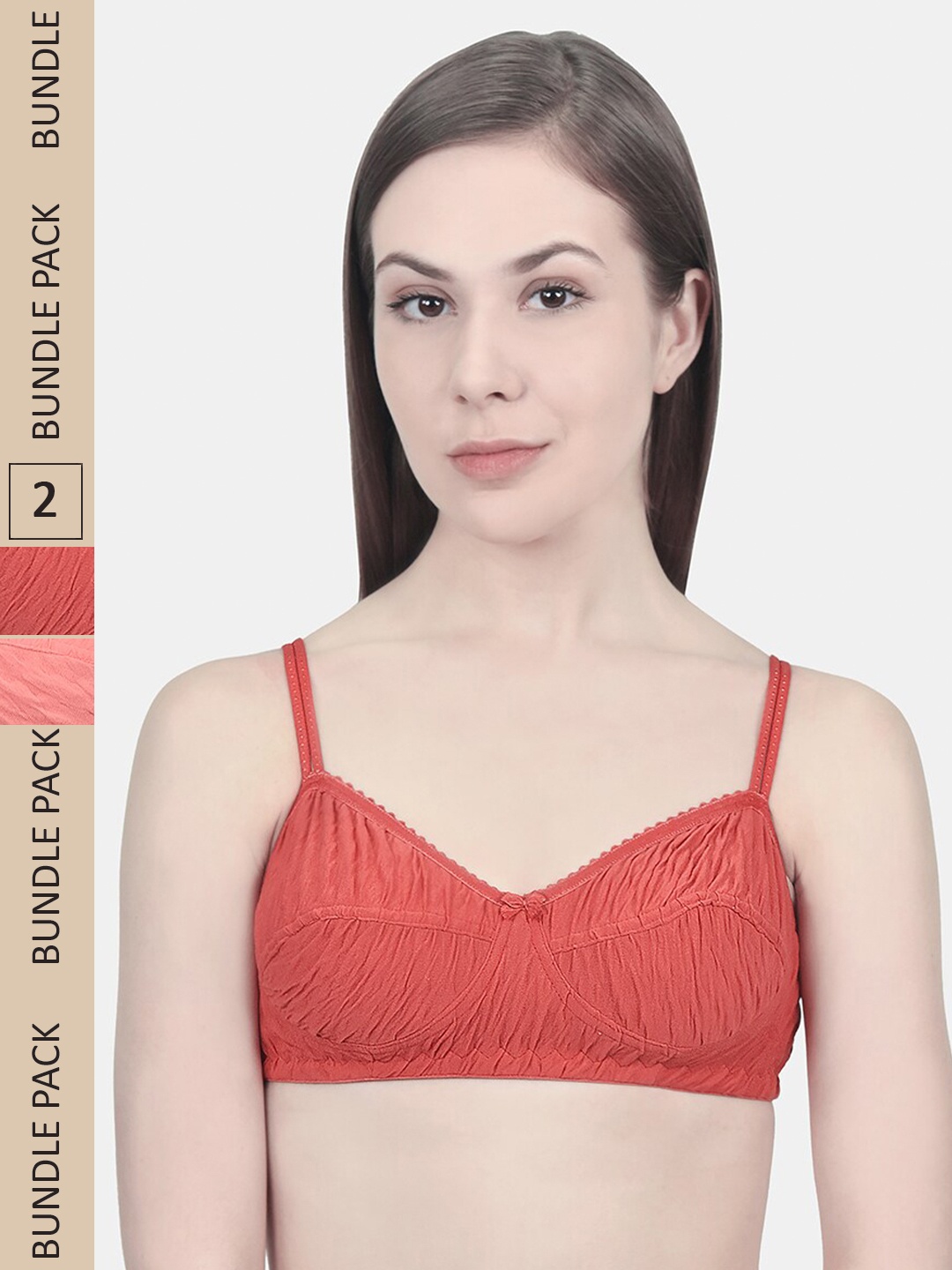 

Innocence Pack of 2 Non Padded Non Wired Bra, Orange