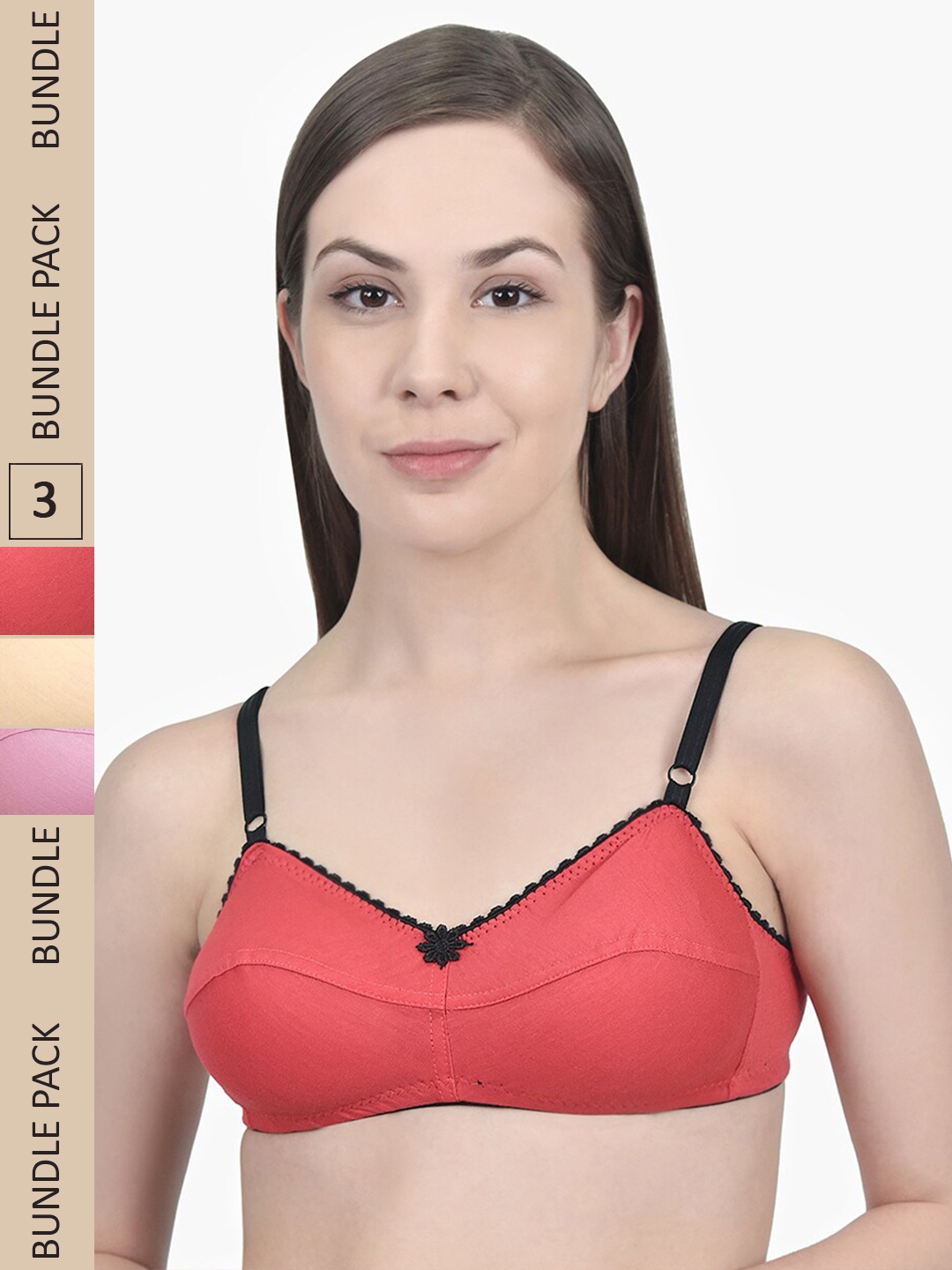 

Innocence Pack of 3 Non Padded Non Wired Bra, Coral
