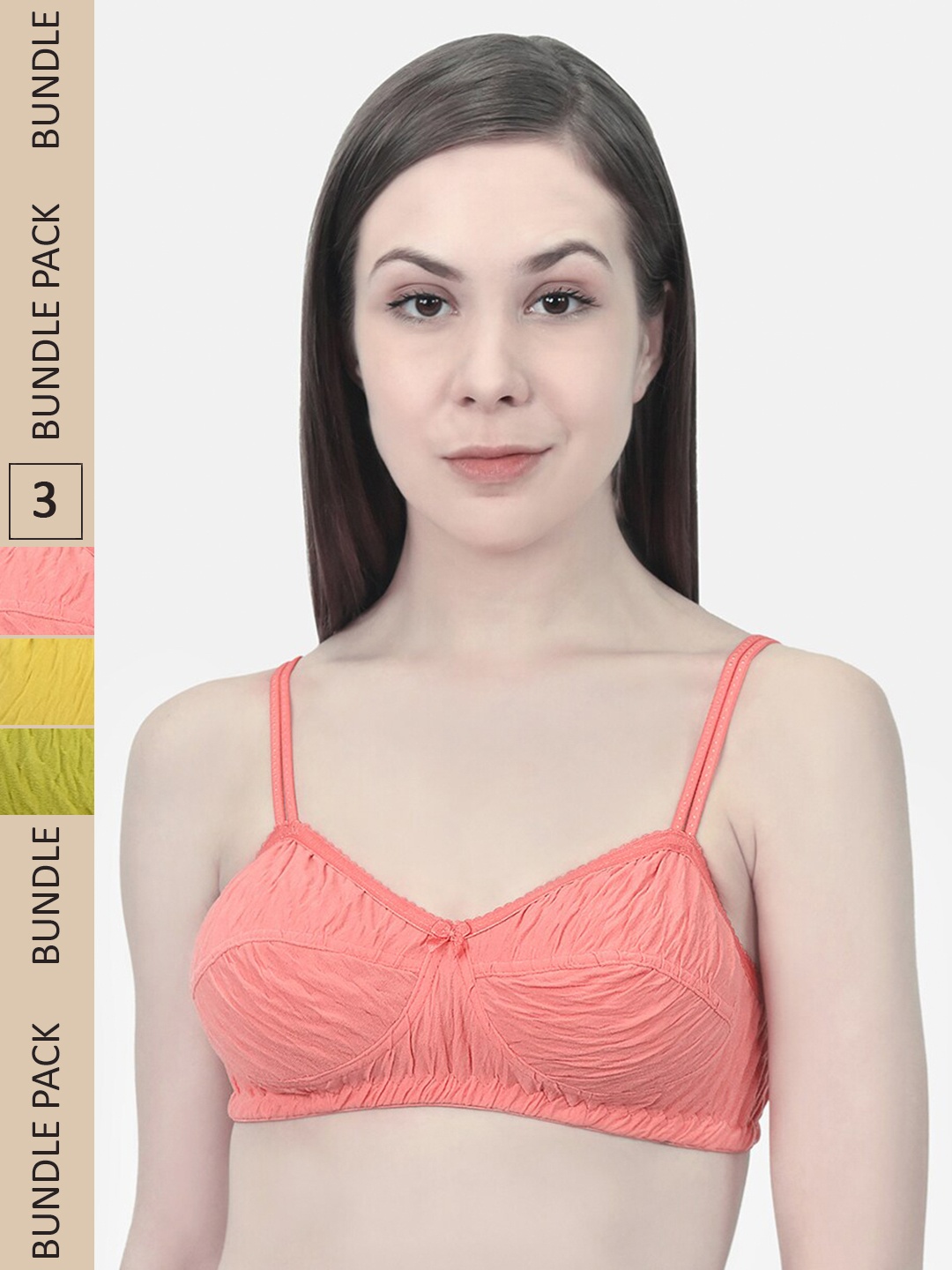 

Innocence Pack of 3 Non-Padded Non-Wired Bra, Coral