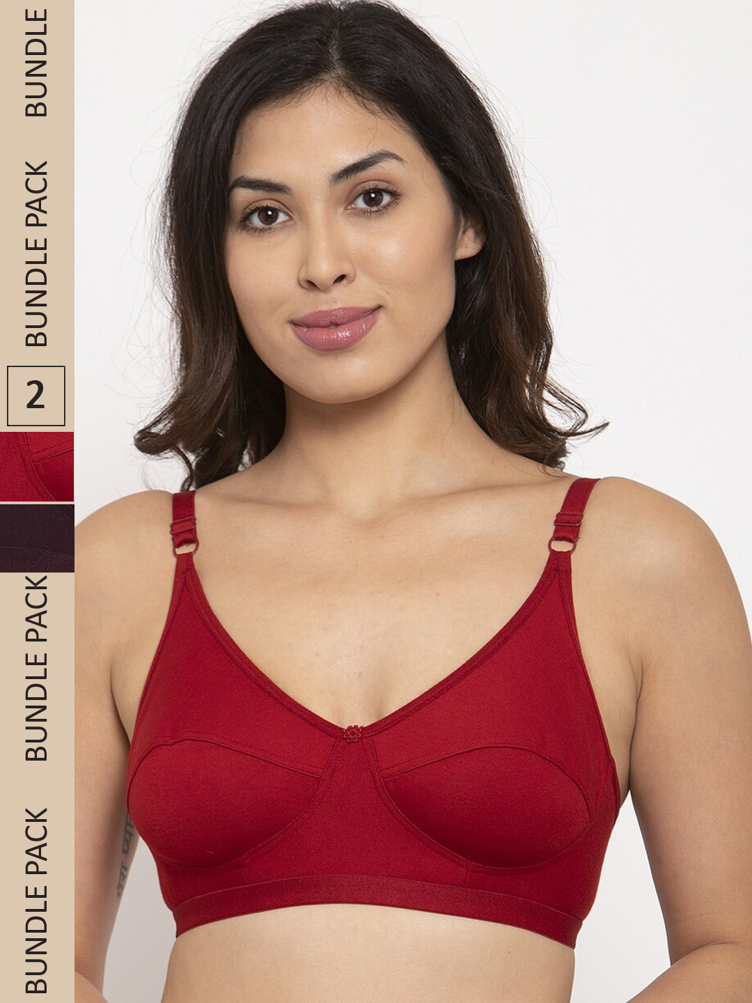 

Innocence Pack of 2 Non-Padded Non Wired Bra, Maroon