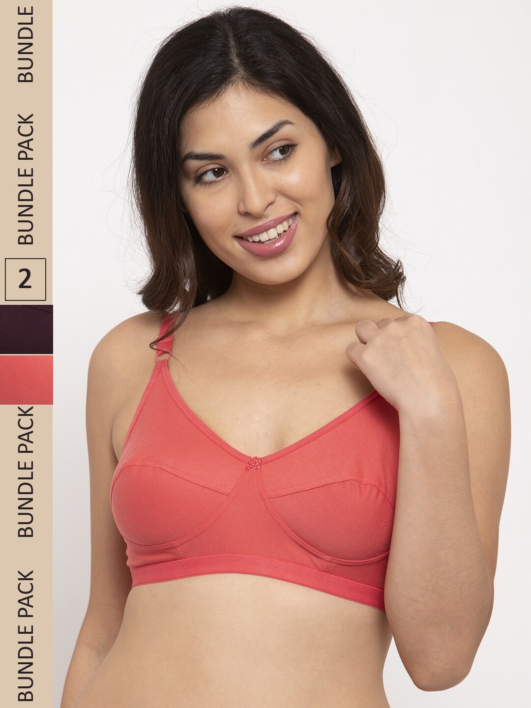 

Innocence Pack of 2 Non-Padded Non Wired Bra, Coral