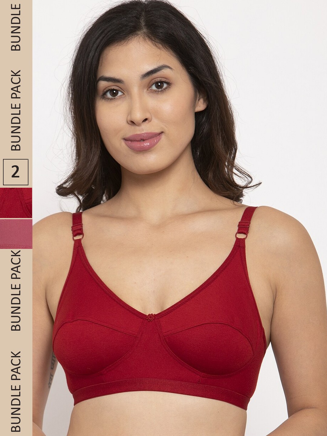 

Innocence Pack of 2 Non-Padded Non Wired Bra, Maroon