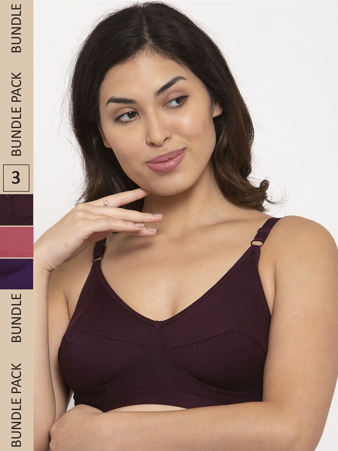 

Innocence Pack of 3 Non-Padded Non Wired Bra, Pink