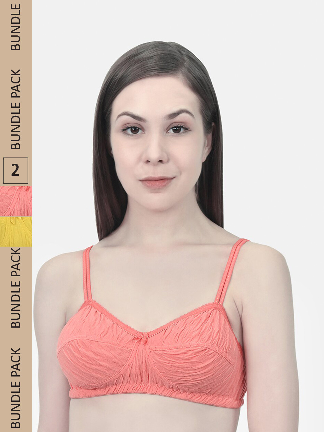 

Innocence Pack Of 2 Cotton Non Padded Non Wired Seamless Full Coverage Super Support Bra, Peach