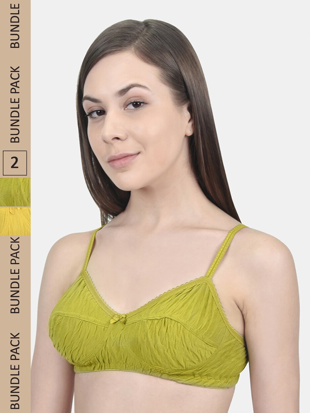 

Innocence Pack Of 2 Non Padded Non Wired Full Coverage Super Support Bras, Green