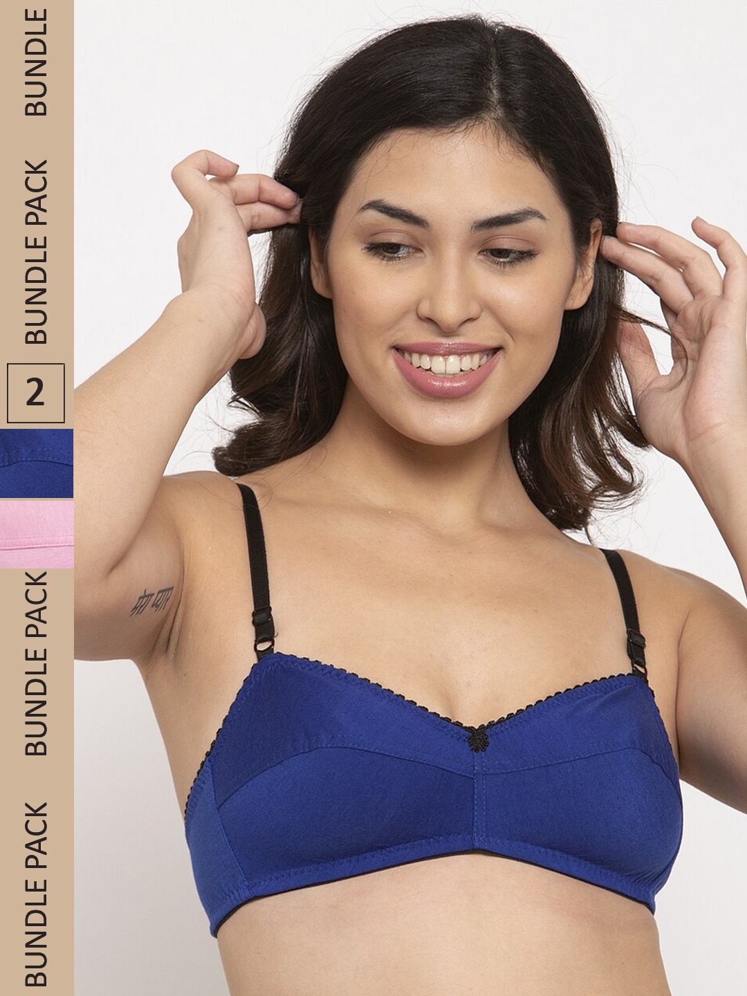

Innocence Pack Of 2 Non Padded Non Wired Half Coverage Super Support Bras, Pink