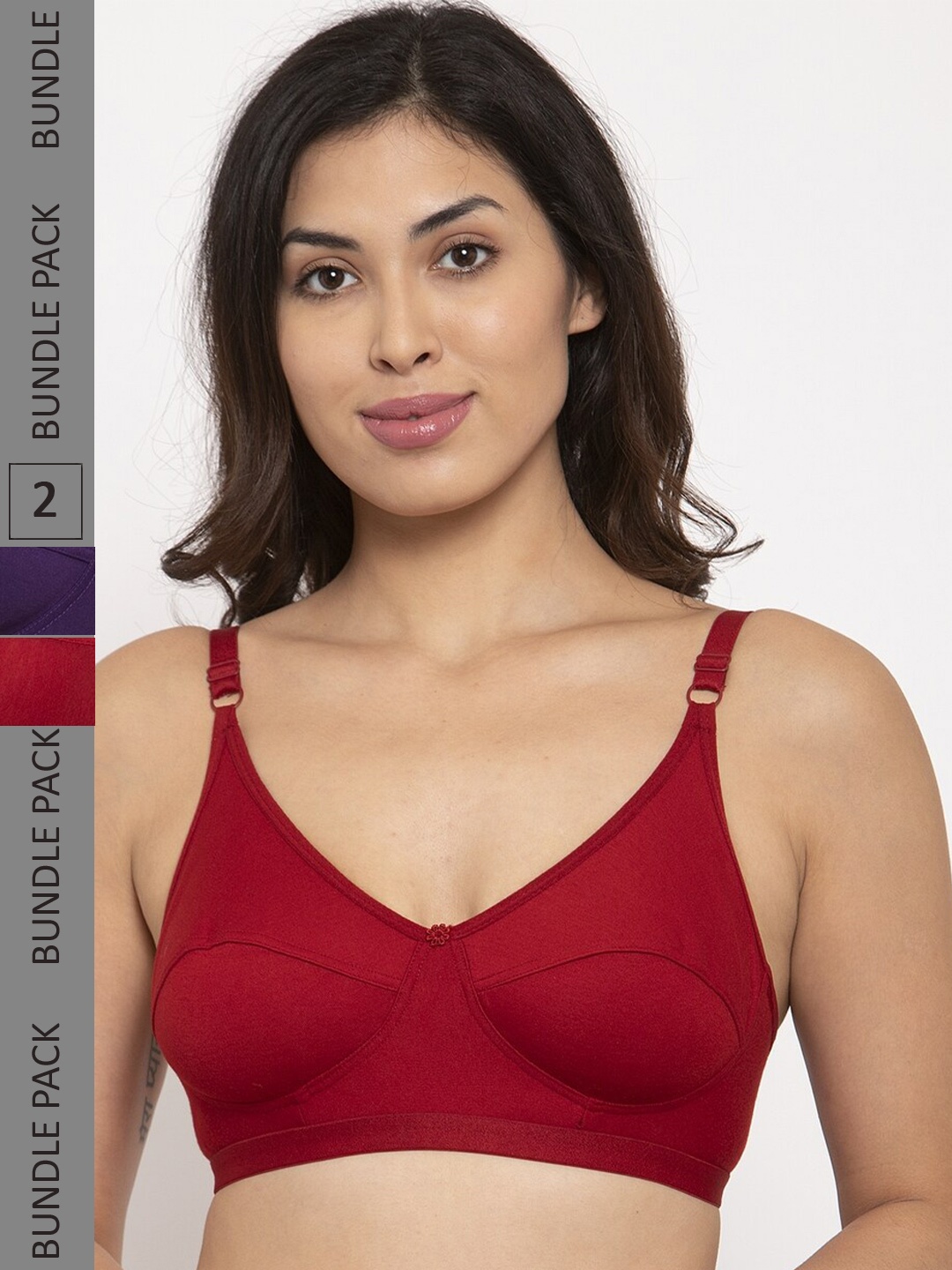 

Innocence Pack of 2 Non Padded Non Wired Bra, Maroon