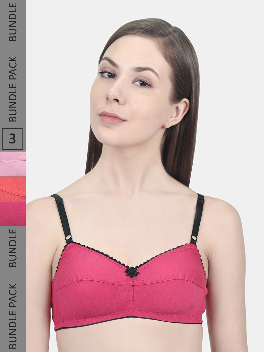 

Innocence Pack of 3 Non Padded Non Wired Bra, Fuchsia