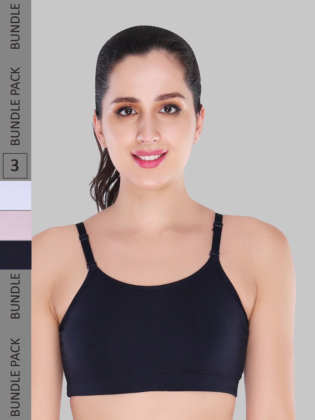

Innocence Pack of 3 Non Padded Non Wired Bra, Black
