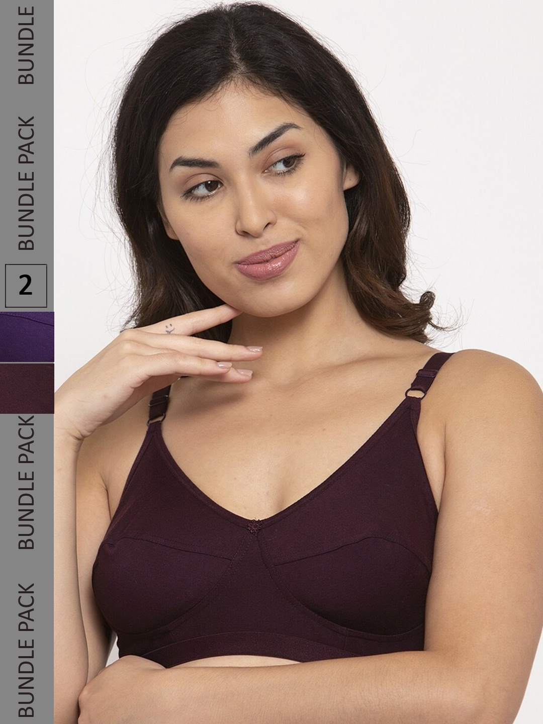 

Innocence Pack Of 2 Non Padded Non Wired Super Support Bras, Purple