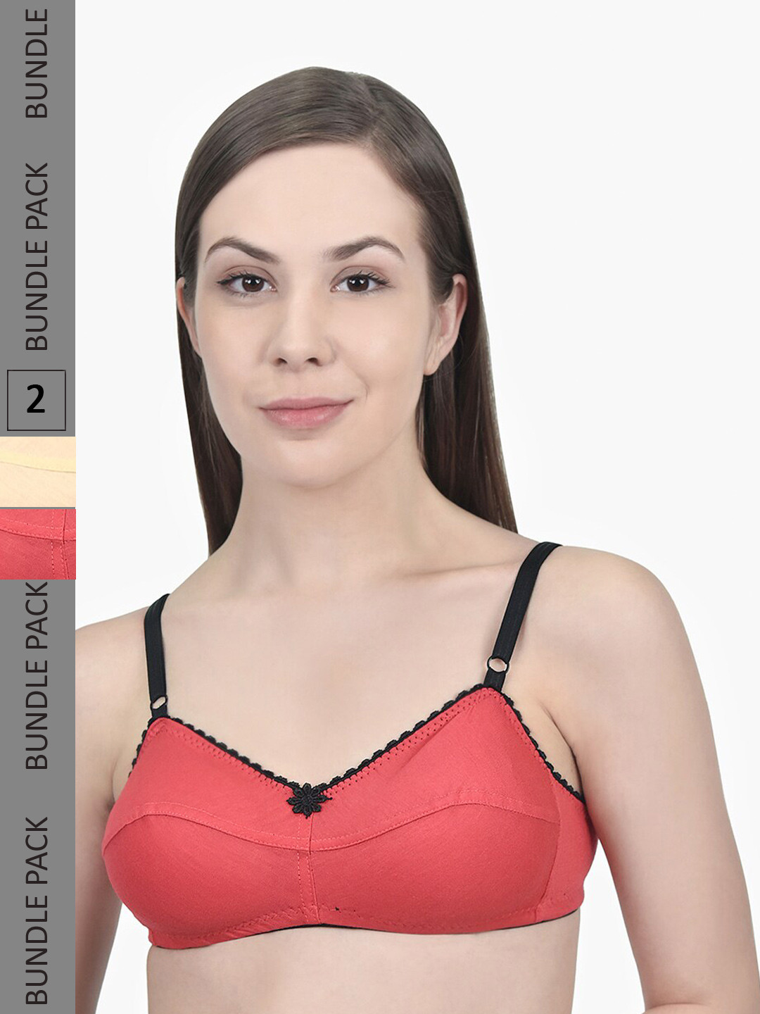 

Innocence Pack Of 2 Non Padded Non Wired Seamless Bras, Coral