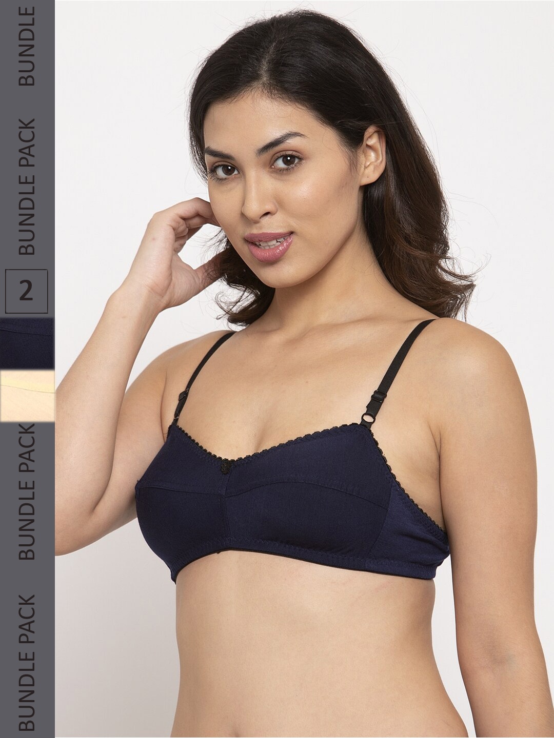 

Innocence Pack of 2 Non Padded Non Wired Bra, Navy blue