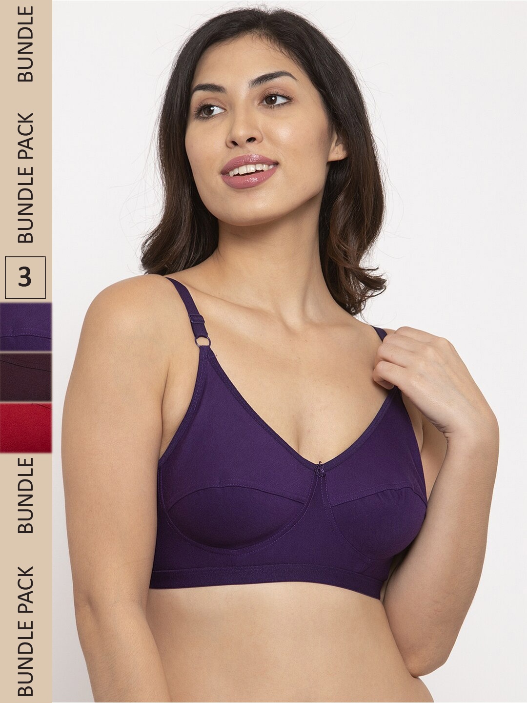 

Innocence Pack of 3 Non Padded Non Wired Bra, Purple