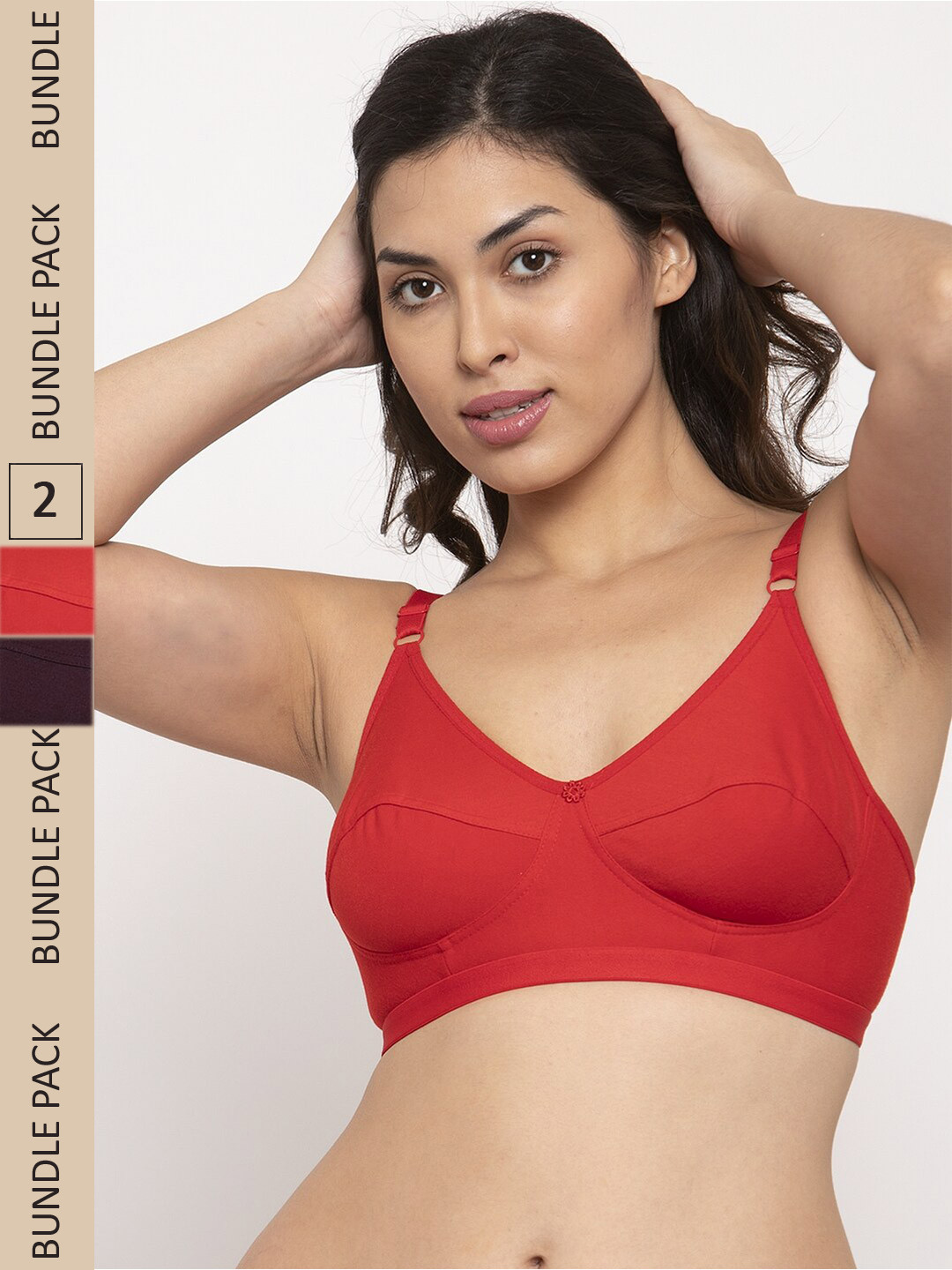 

Innocence Pack of 2 Non Padded Non Wired Bra, Red