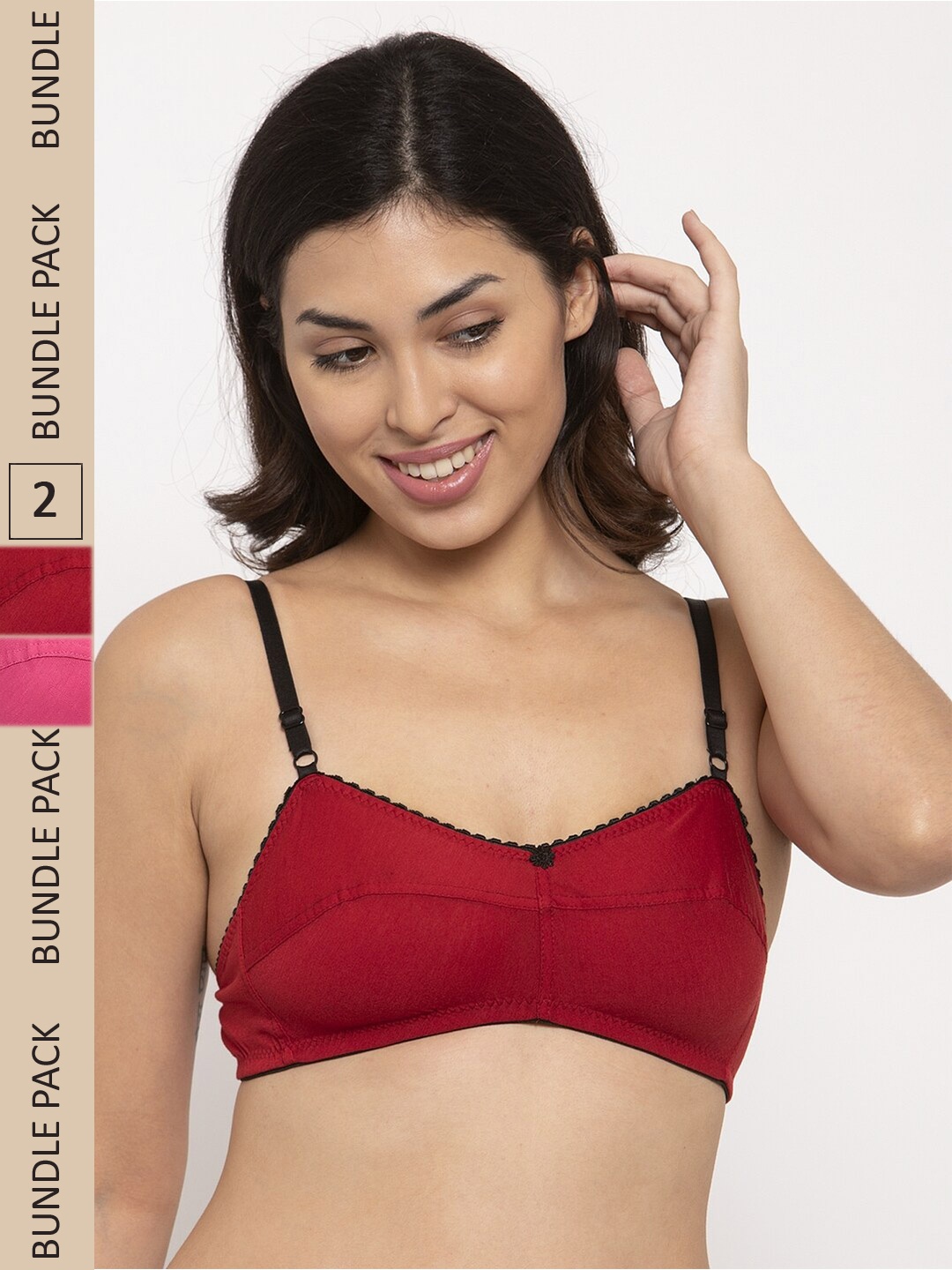 

Innocence Pack of 2 Non Padded Non Wired Bra, Maroon