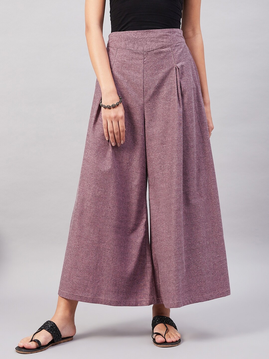 

InWeave Women Cotton Flared Cropped Palazzos, Purple
