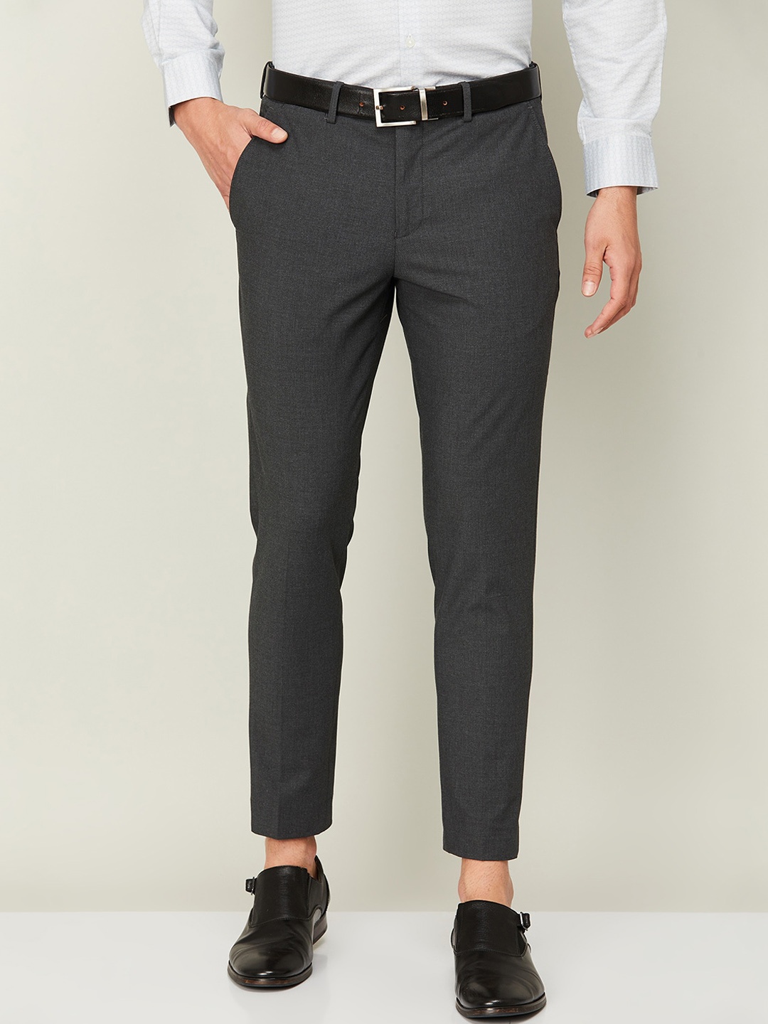 

CODE by Lifestyle Men Relaxed Mid Top Slim Fit Trousers, Grey