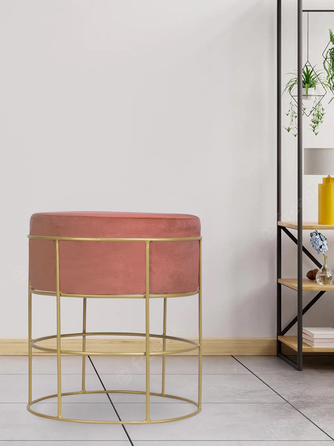 

GLOBALLY INDIAN Rose Gold-Toned Colourblocked Cylindrical Ottomans