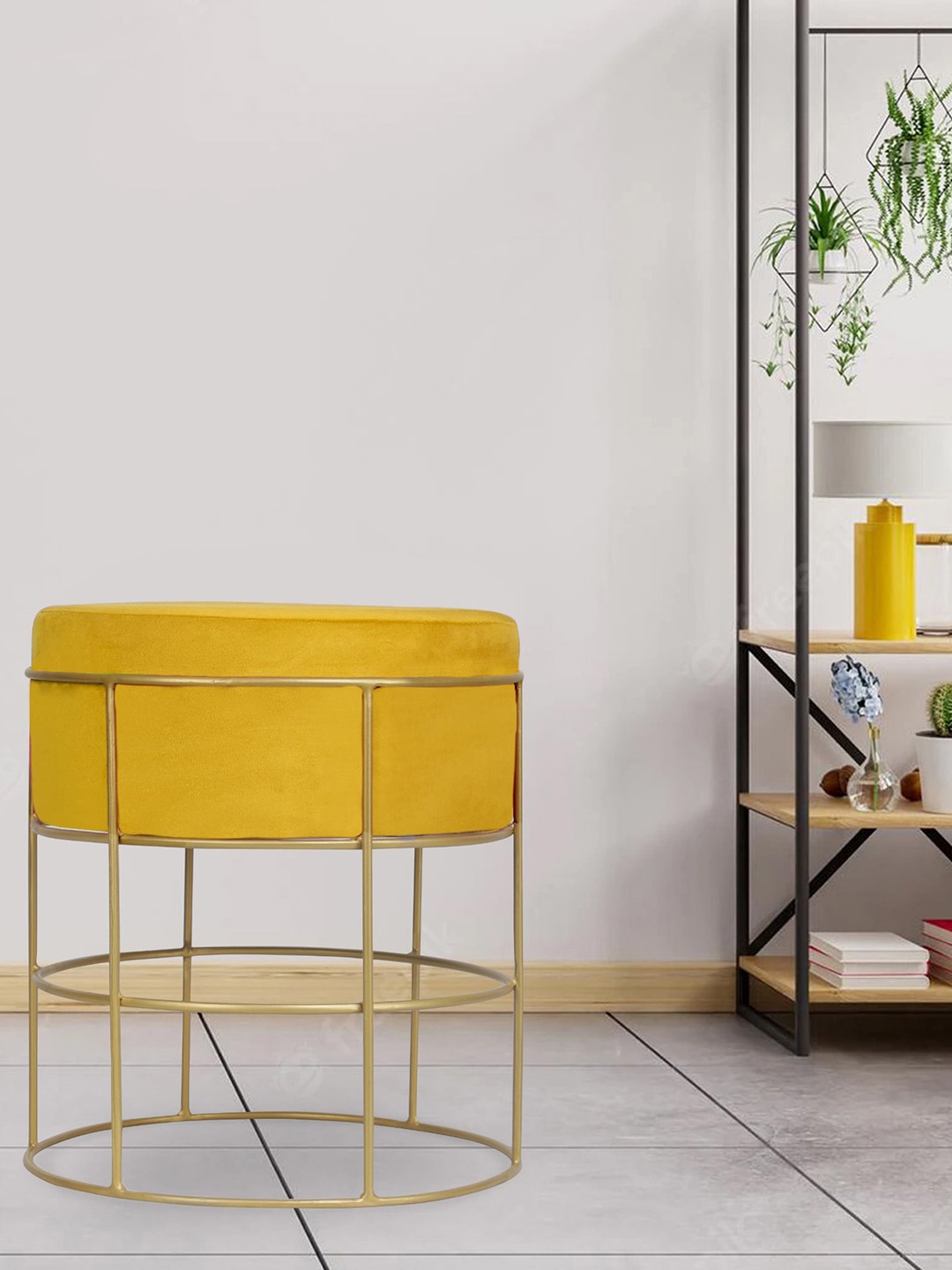 

GLOBALLY INDIAN Yellow Colourblocked Cylindrical Ottomans