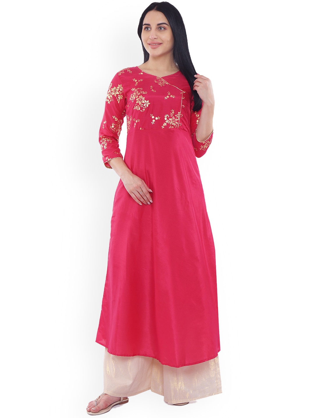 

Be Indi Women Floral Silk Maxi Dress, Pink