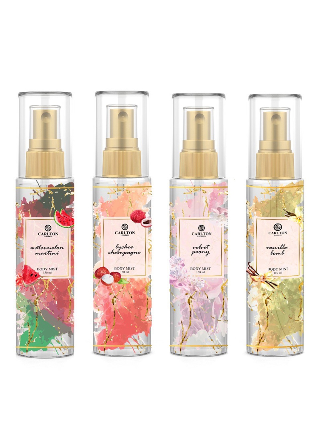 

Carlton London Women Set of 4 Body Mists - 150 ml Each, Pink