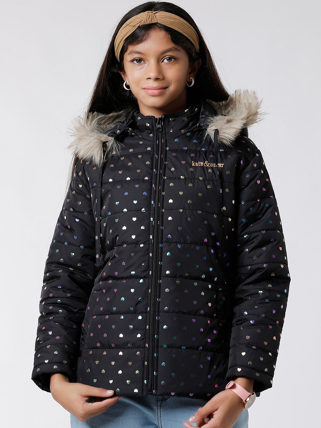 

KATE & OSCAR Girls Windcheater Parka Jacket, Black