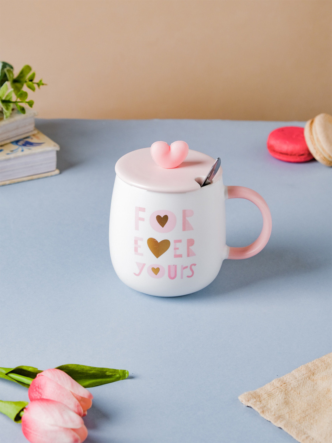 

Nestasia White & Pink Printed Ceramic Matte Mug 400 ml
