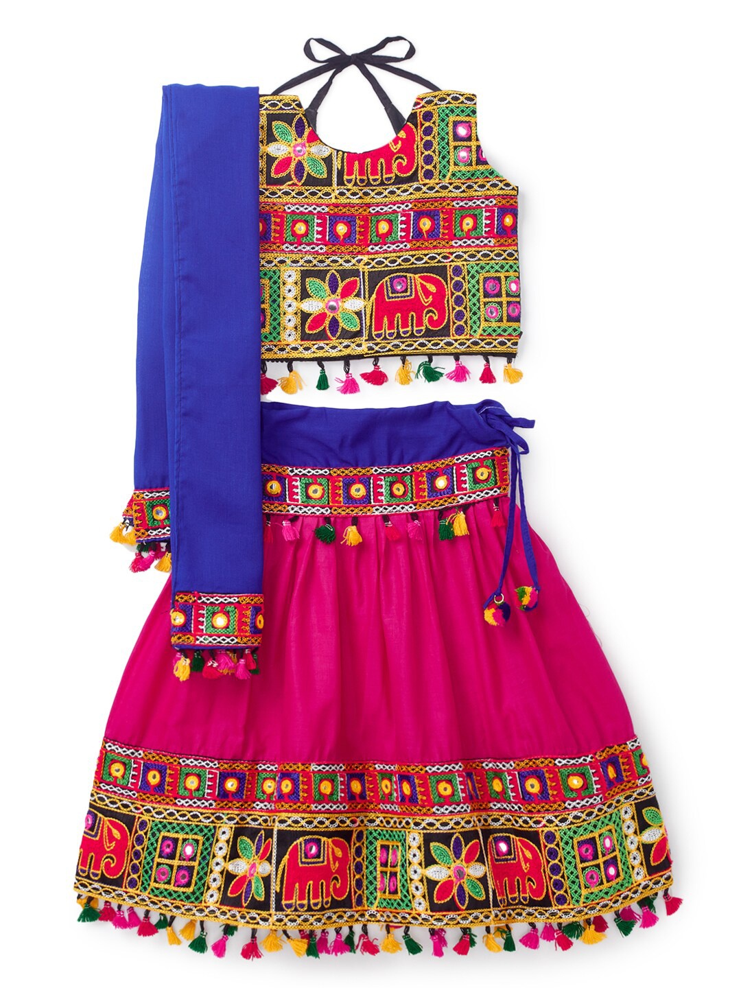 

BANJARA INDIA Girls Embroidered Ready to Wear Cotton Lehenga & Blouse With Dupatta, Pink