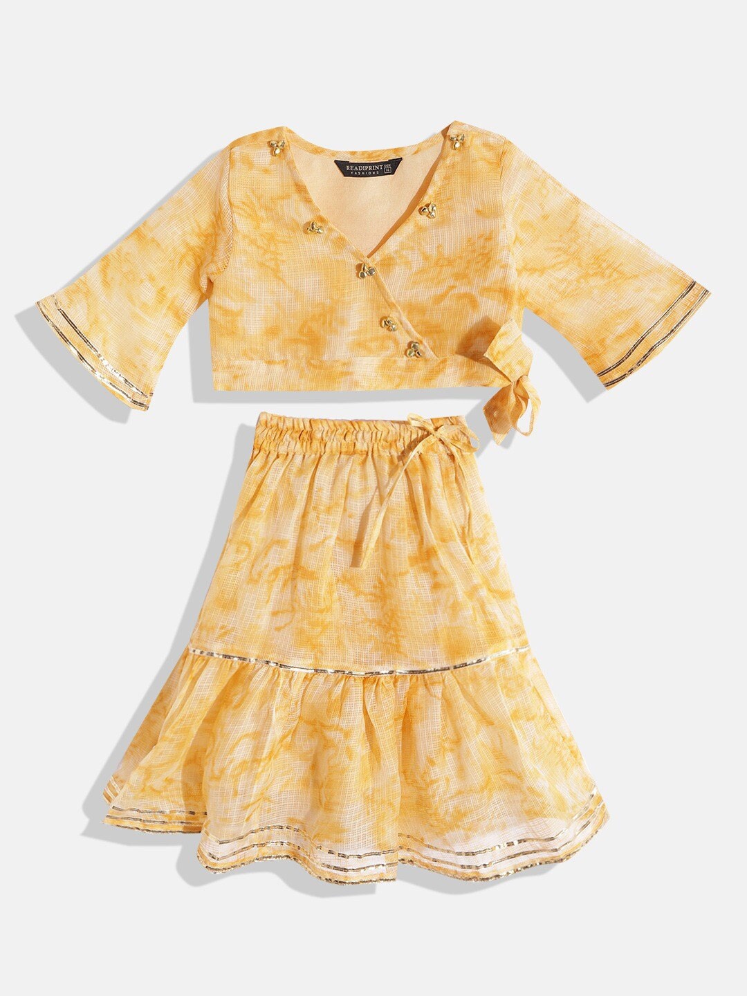 

Readiprint Girls Printed Ready to Wear Lehenga & Choli, Mustard