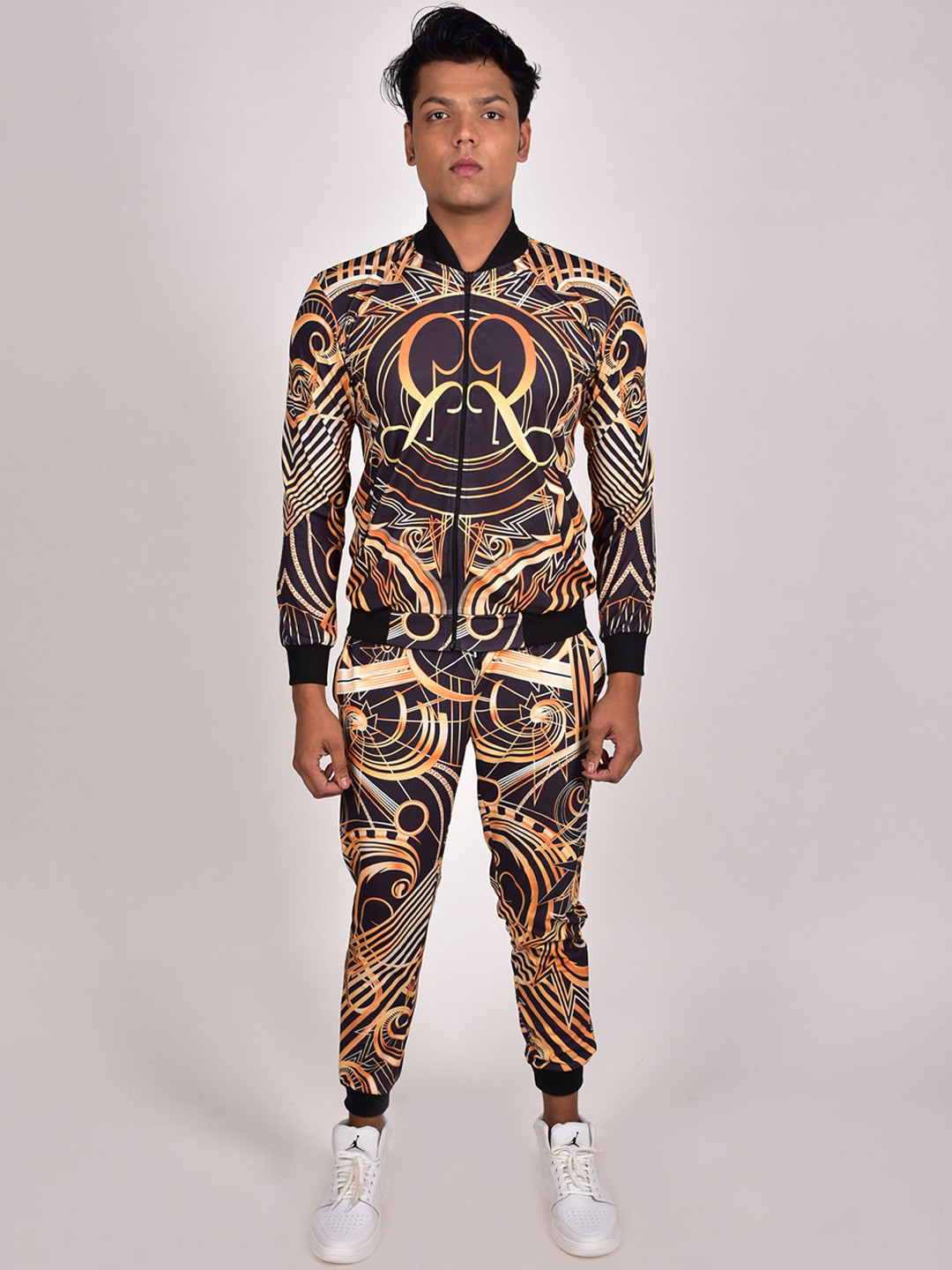 

Rajoria Instyle Men Graphic Digital Printed Henley Neck Lycra Tracksuit, Black