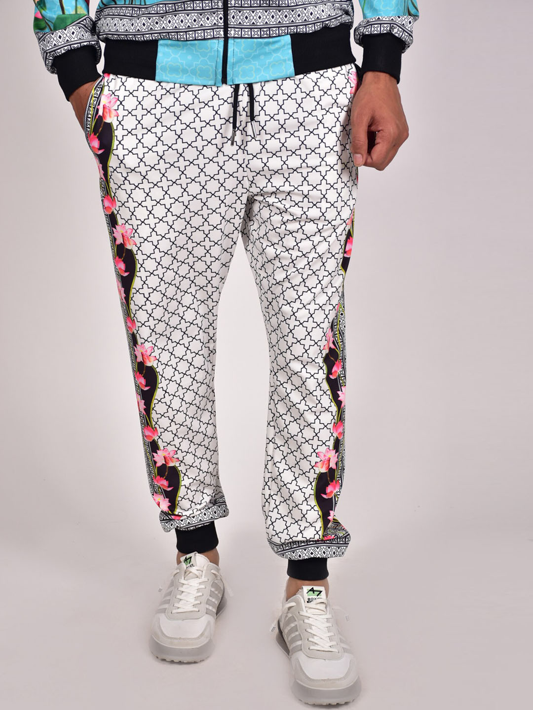

Rajoria Instyle Men Floral Digital Printed Lycra Tracksuit, Turquoise blue