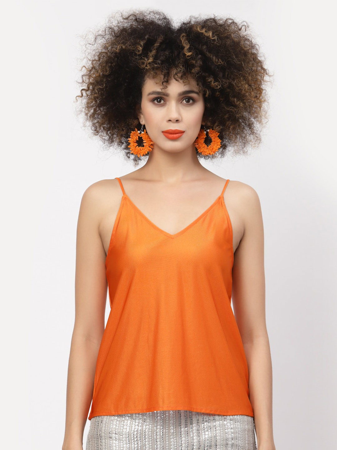 

LELA Puff Sleeve Top With Lycra Inner, Orange