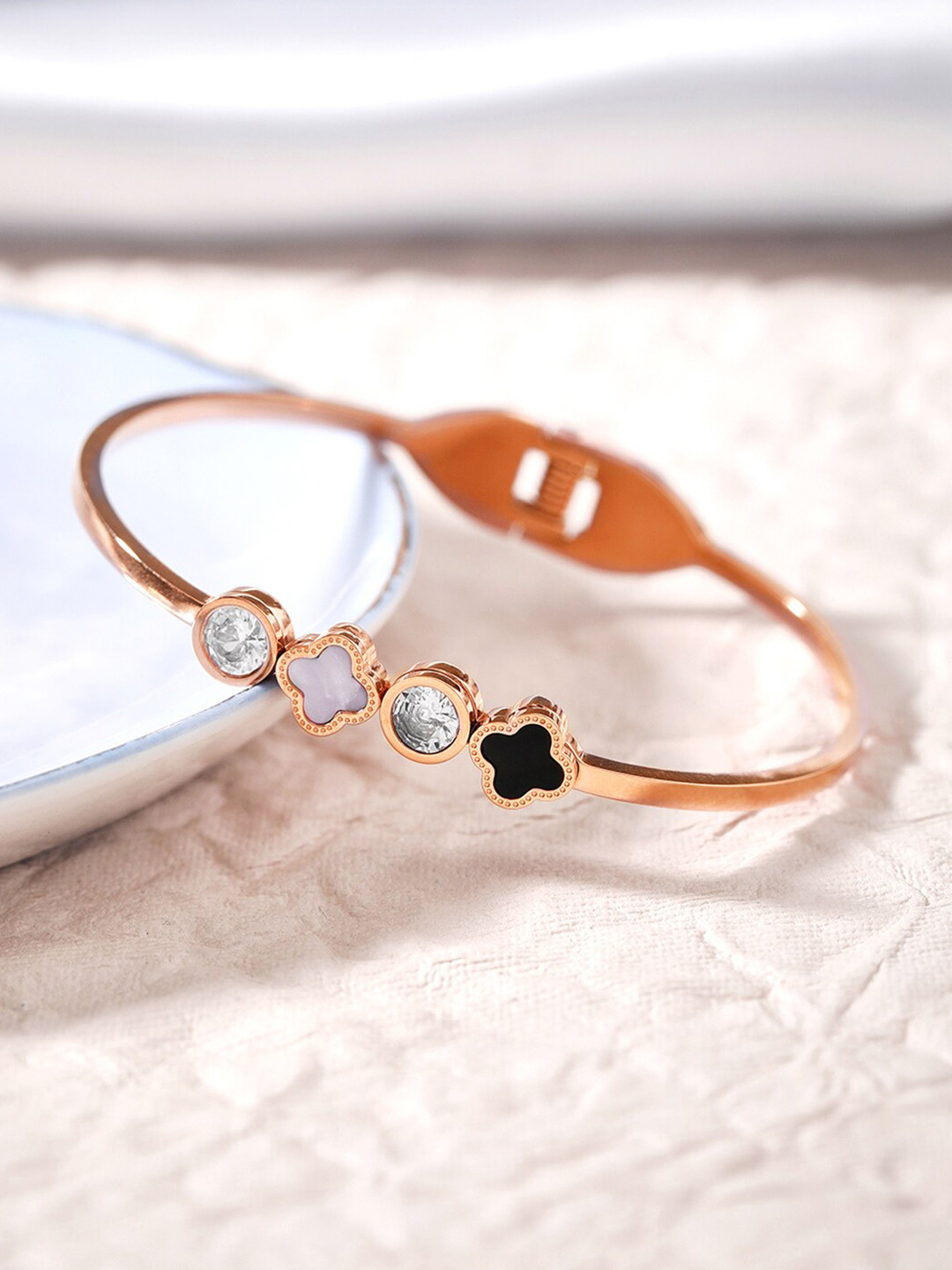 

Rubans Voguish Women Brass Rose Gold-Plated Bangle-Style Bracelet