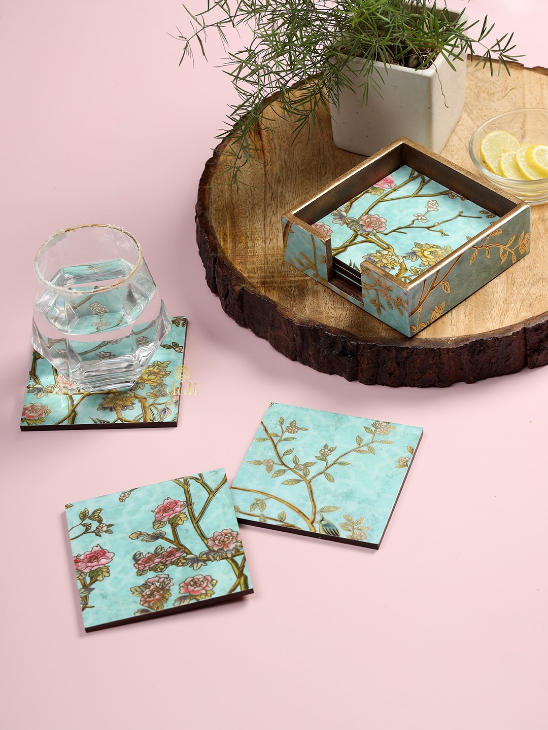 

DULI Enamel Green 6 Pieces Printed Wood Coasters