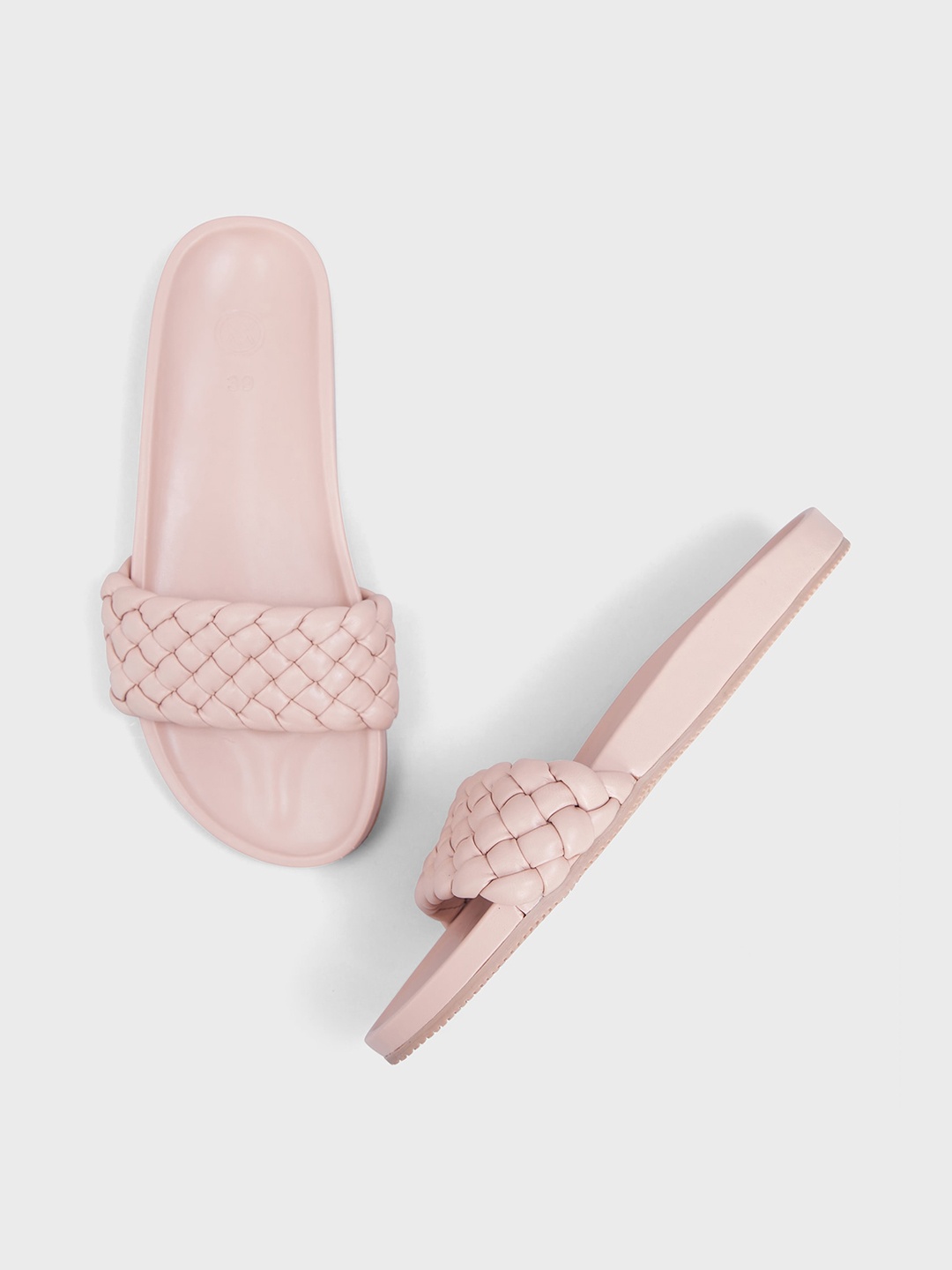 

20Dresses Women Woven Design Open Toe Flats, Pink
