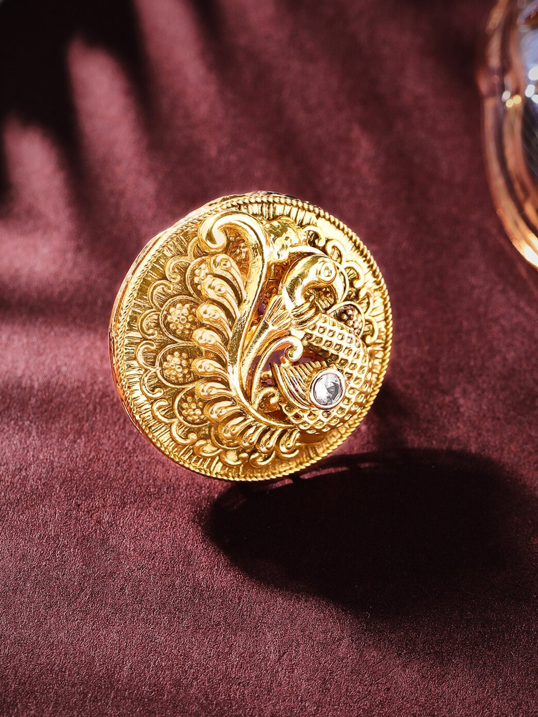 

Rubans Gold-Plated Peacock Statement Adjustable Ring